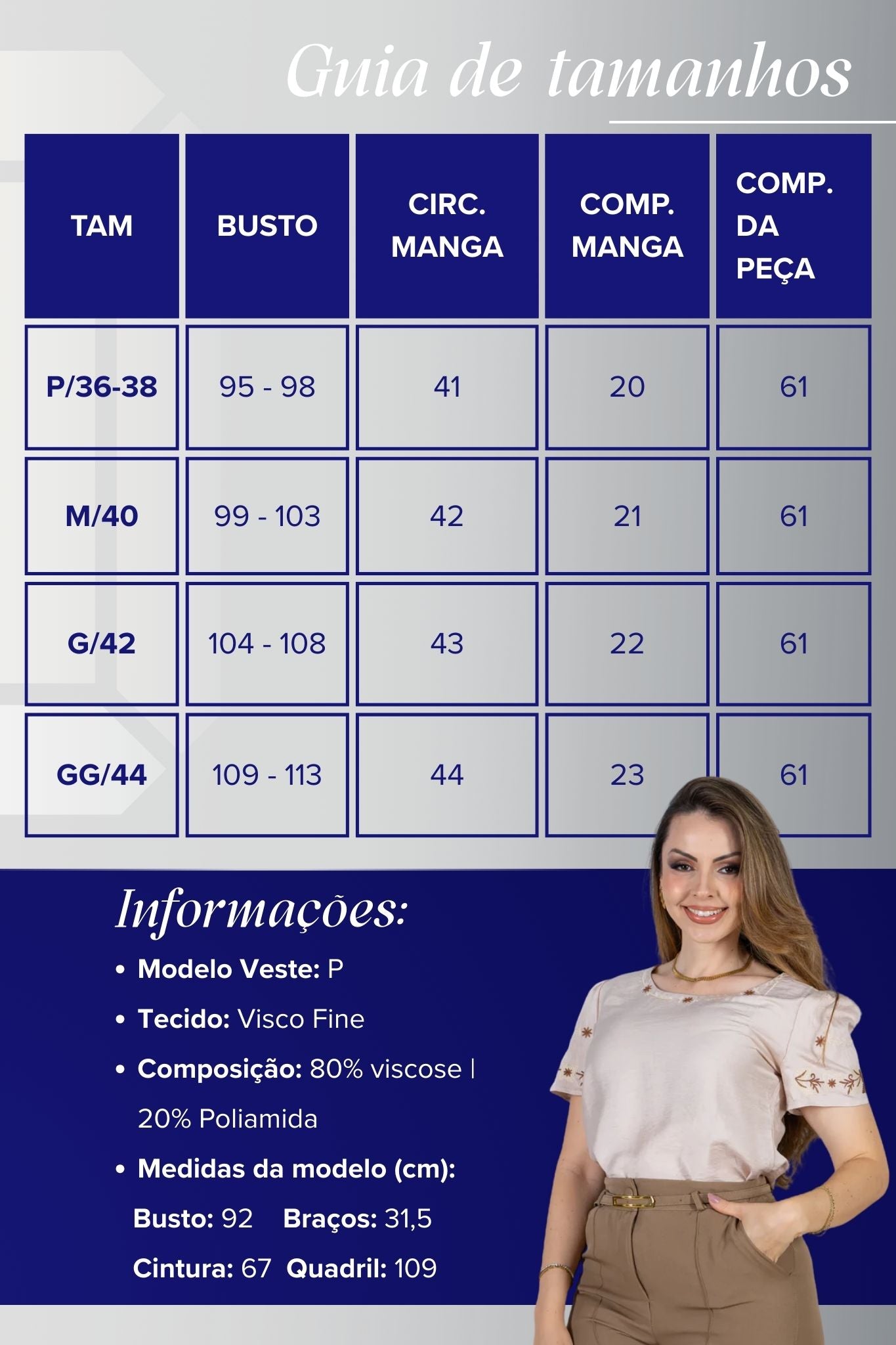 Blusa Manga Curta com Detalhes Bordados Visco Fine Juliana Bege