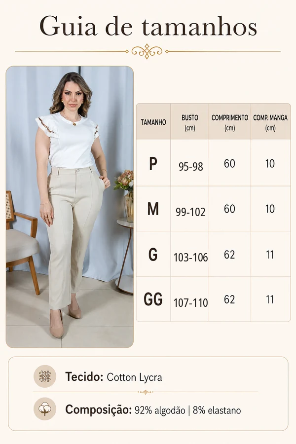 Blusa Cotton Lycra Muscle com Bordado Delicado Laís Branca