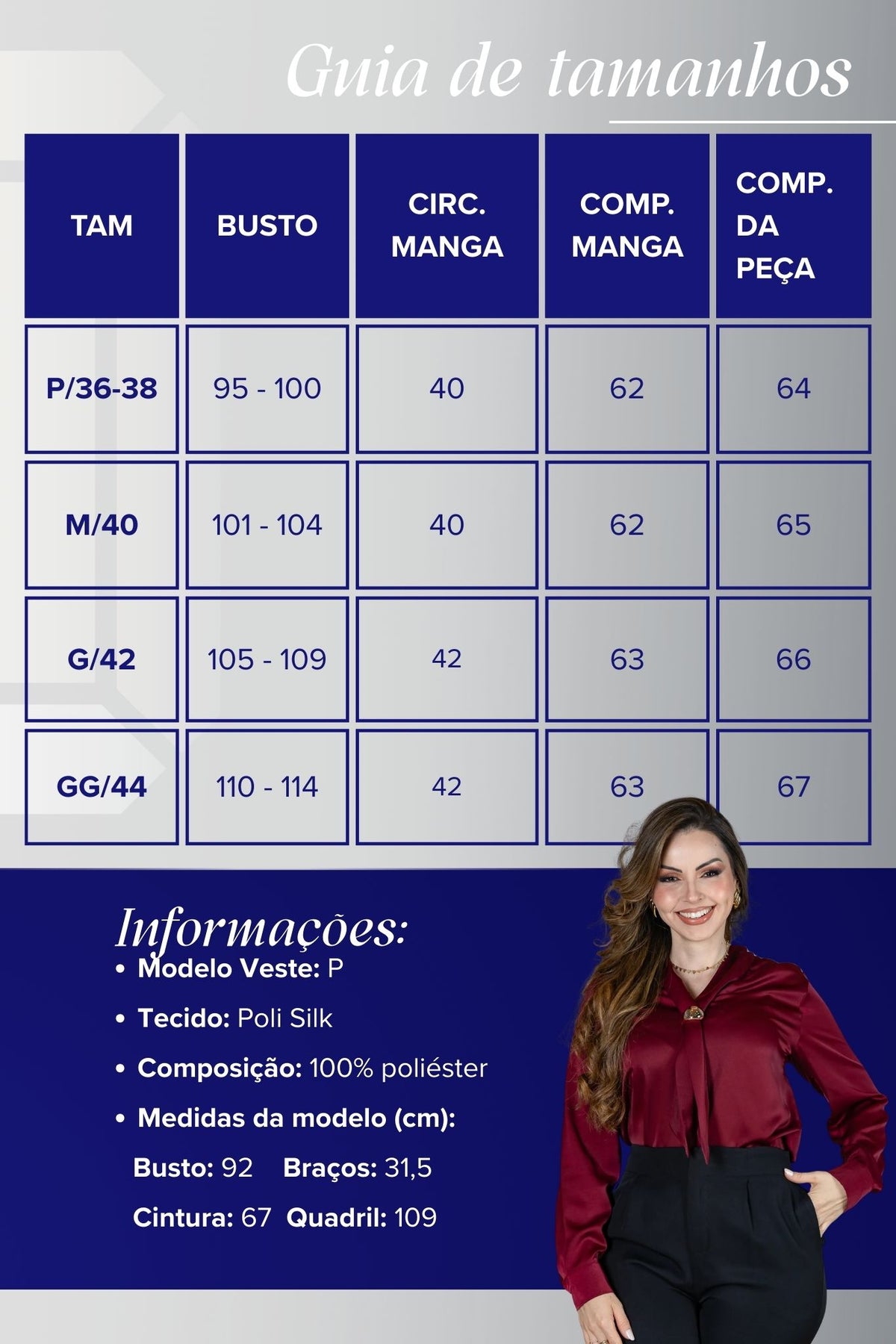 Blusa Manga Longa em Poli Silk com Broche Dourado Lara Bordô