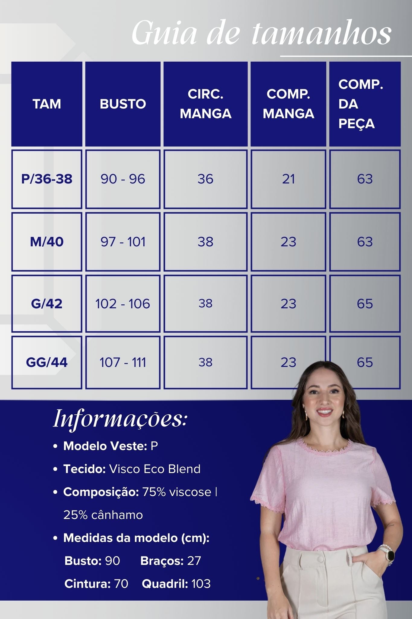 Blusa Manga Curta em Visco Eco Blend com Detalhes Bordados Leila Rosa