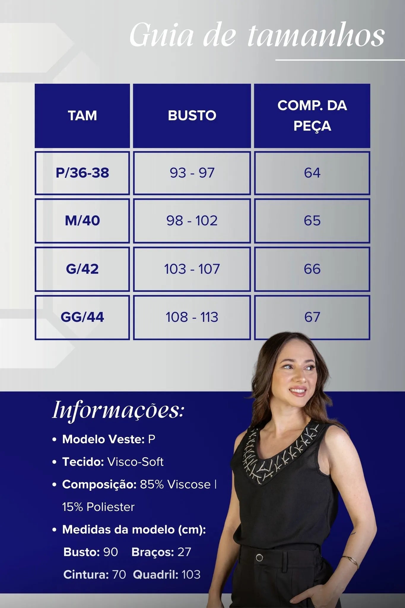 Blusa Regata Decote "V" Detalhe Trançado Em Visco Soft Liliane Preto