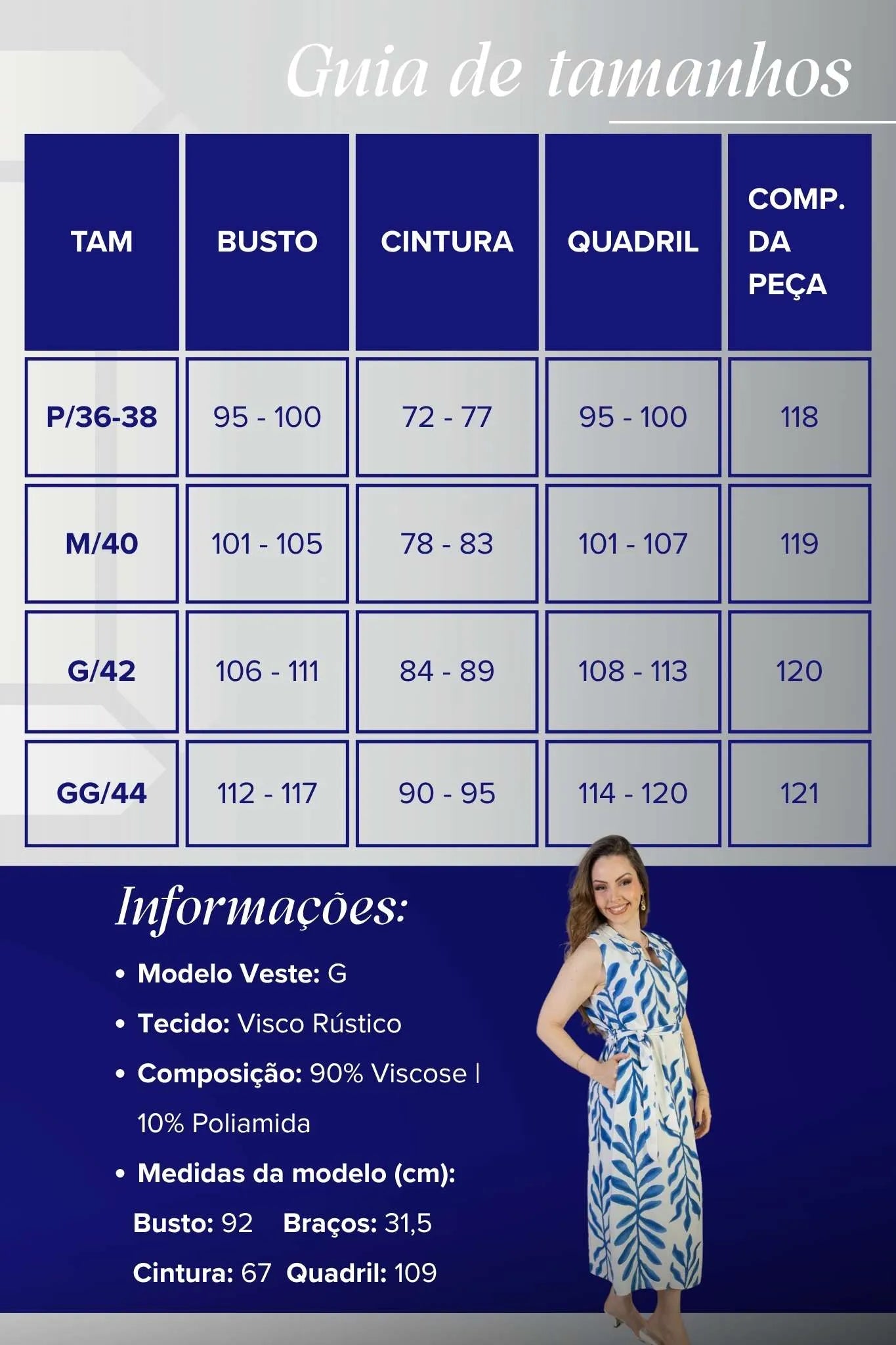 Vestido Midi Regata Visco Rústico Luana Estampado Azul