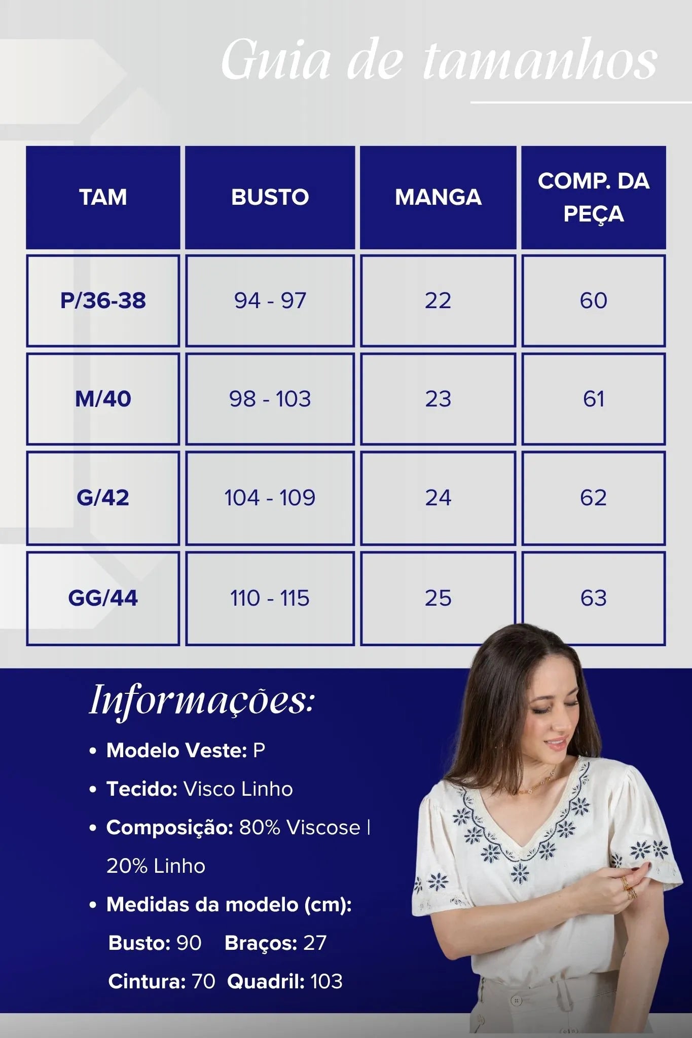 Blusa Manga Curta Detalhe Bordado Visco Linho Lúcia Branca