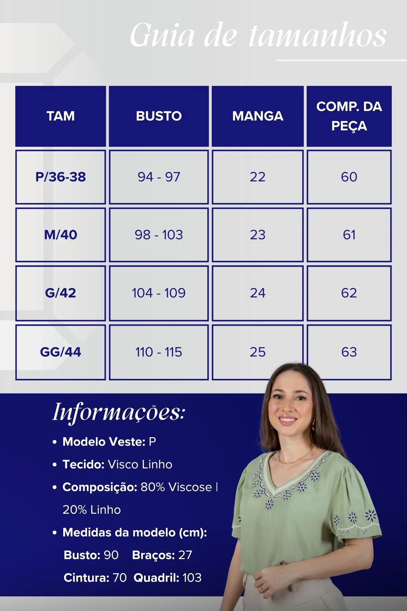 Blusa Manga Curta Detalhe Bordado Visco Linho Lúcia Verde