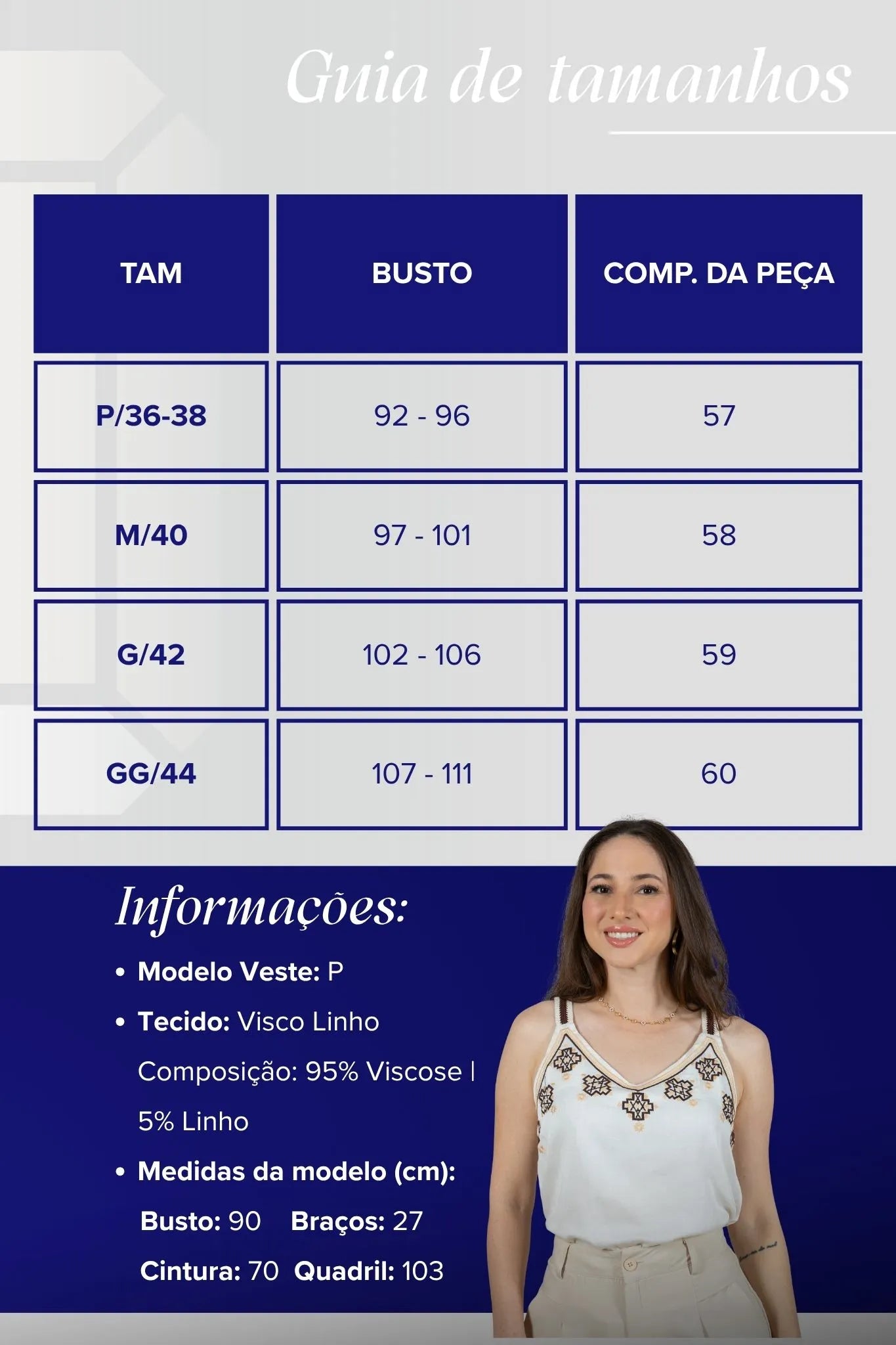 Regata Detalhe Bordado Decote Busto Visco Linho Luciana Branca