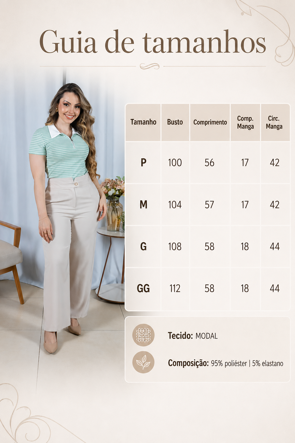Blusa Modal Listrada com Gola Camisa Melinda Verde