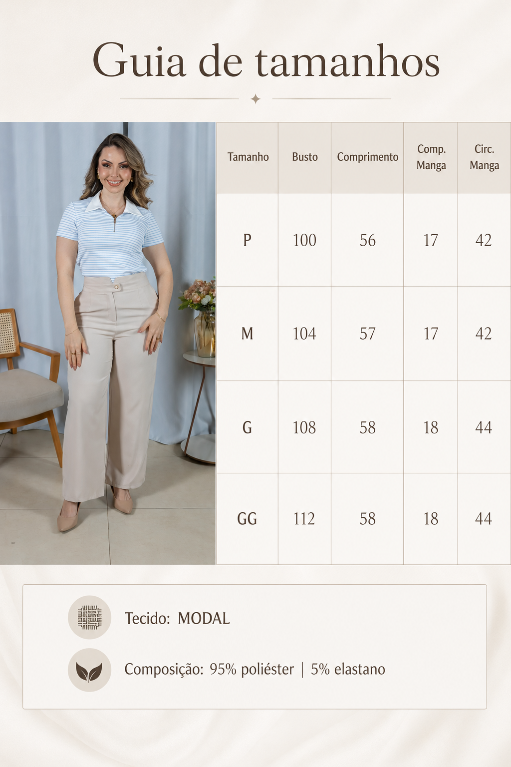 Blusa Modal Listrada com Gola Camisa Melinda Azul