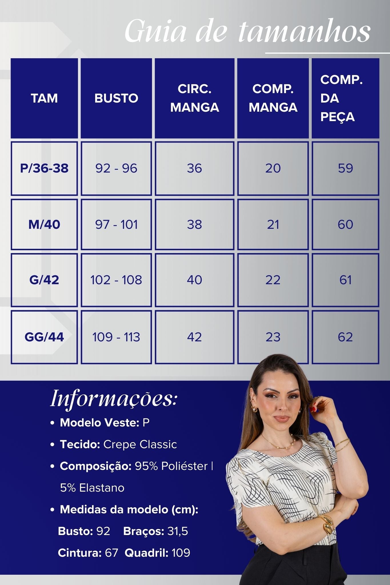 Blusa Manga Curta Botões Crepe Classic Magda Estampada Creme