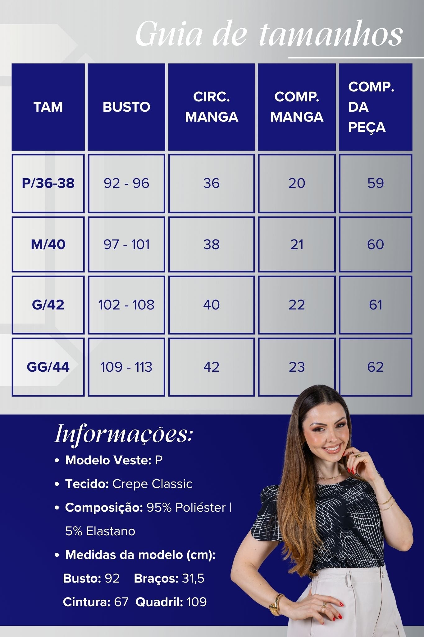 Blusa Manga Curta Botões Crepe Classic Magda Estampada Preta
