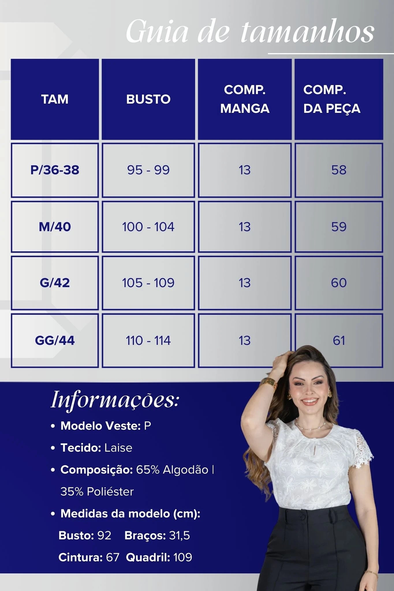 Blusa Manga Curta em Laise com Detalhe em Renda Manuela Branca