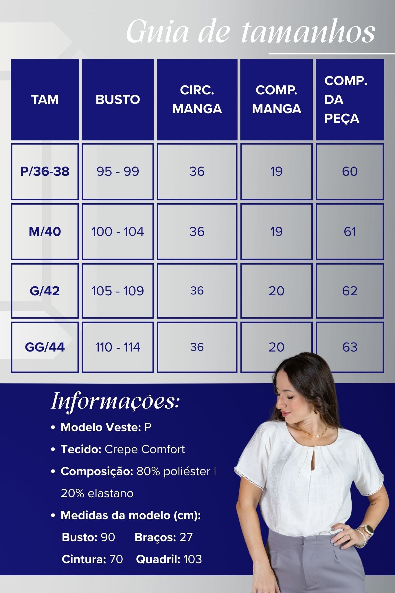 Blusa Manga Curta em Crepe Comfort Decote em Gota e Pregas Mariele Branca