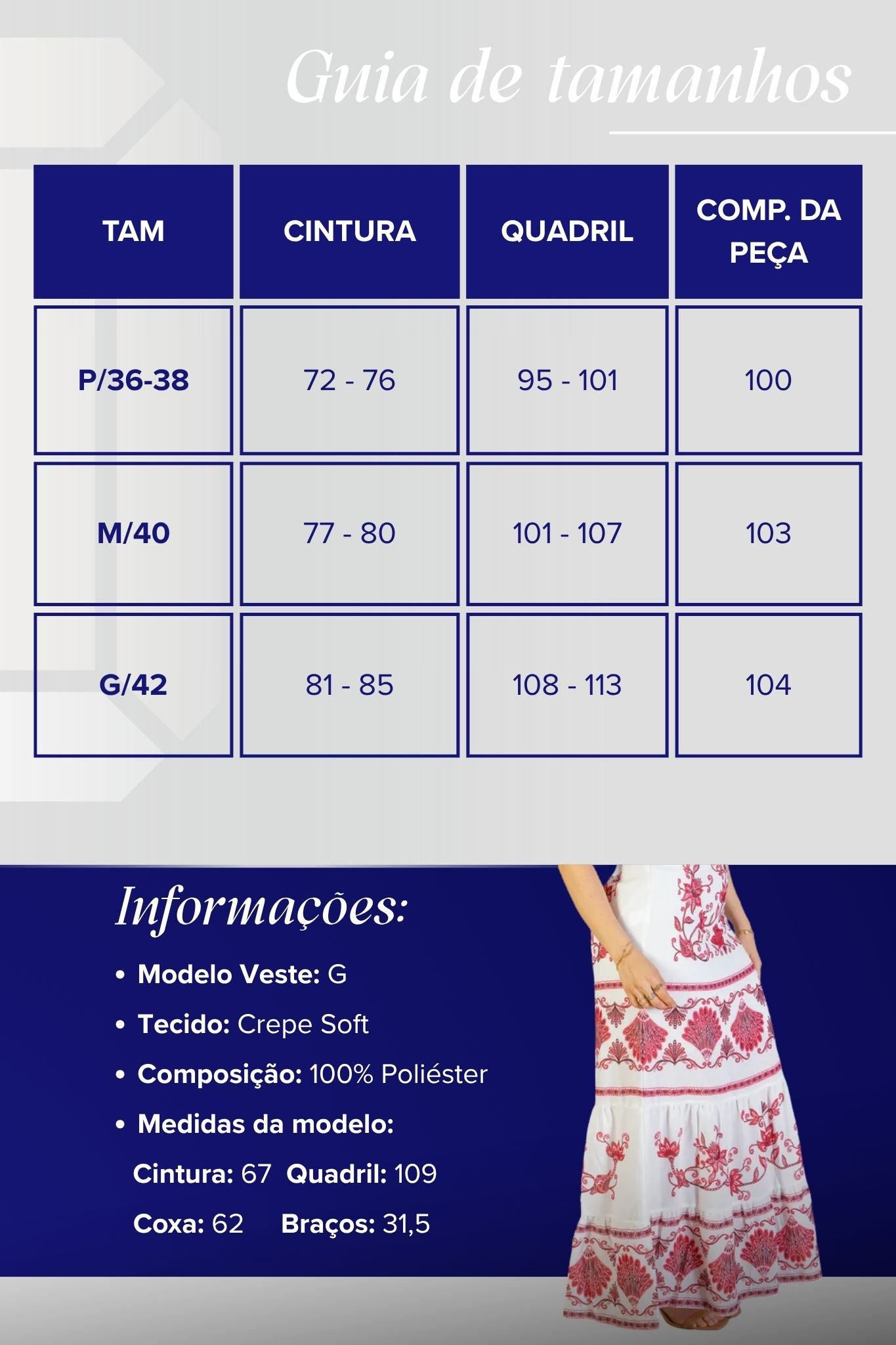 Saia Longa Camadas Crepe Soft Marina Ruy Estampada Vermelha