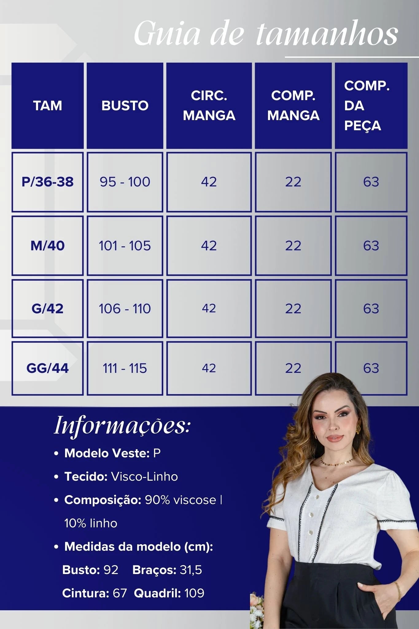 Blusa Manga Curta Visco-Linho Decote em "V" com Botões e Ponto Contrastante Maxine Off White