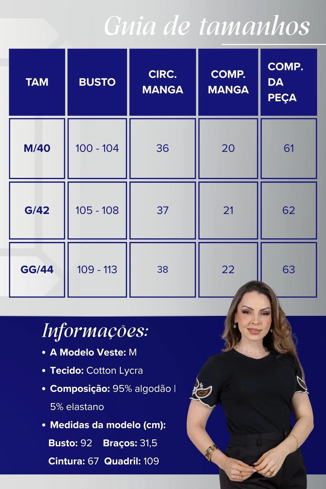 Blusa Manga Curta com Detalhe Bordado Delineado em Cotton Lycra Maya Preta