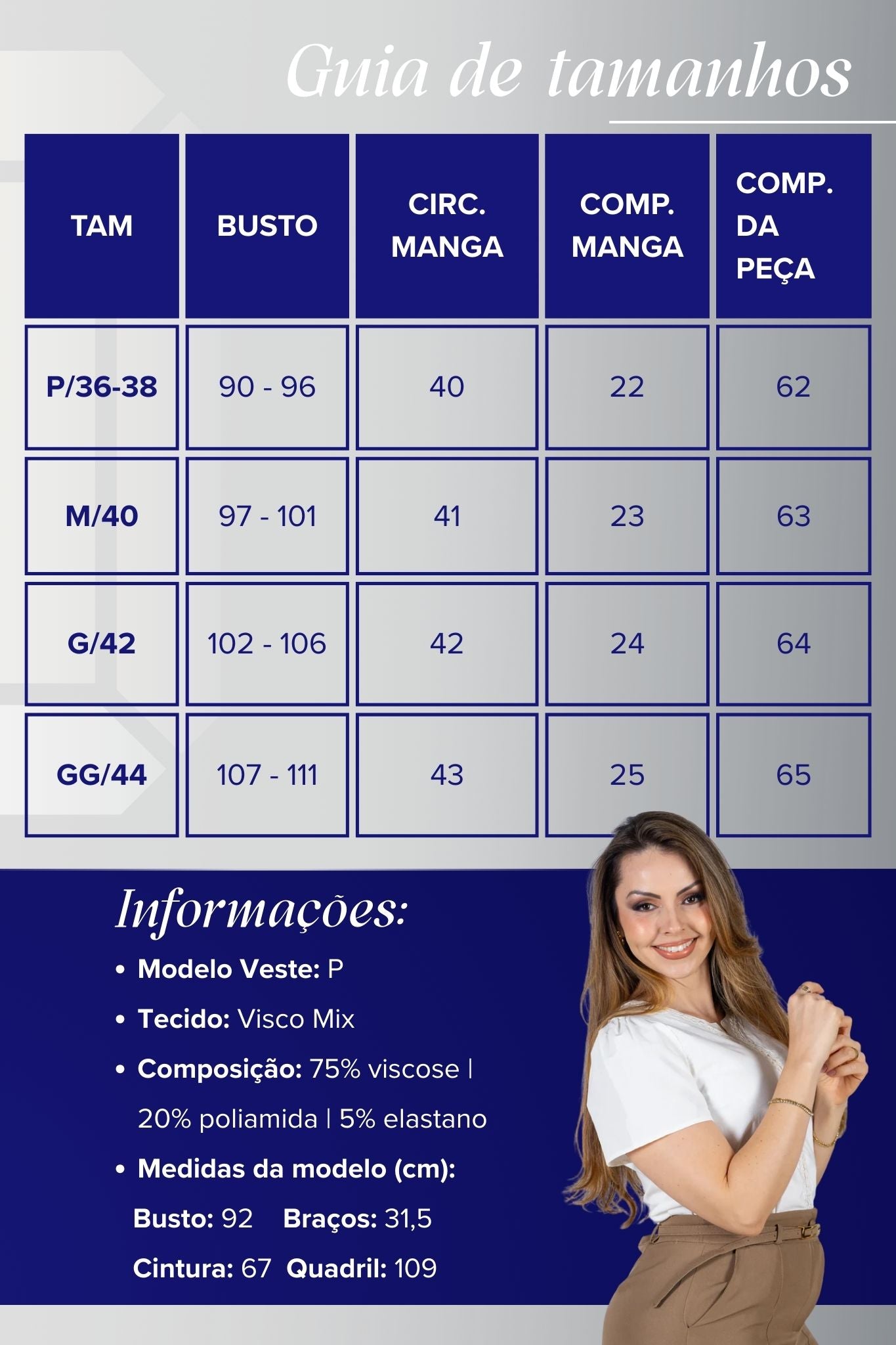 Blusa Manga Curta em Visco Mix Decote em "V" Detalhe Bordado Morgana Branca