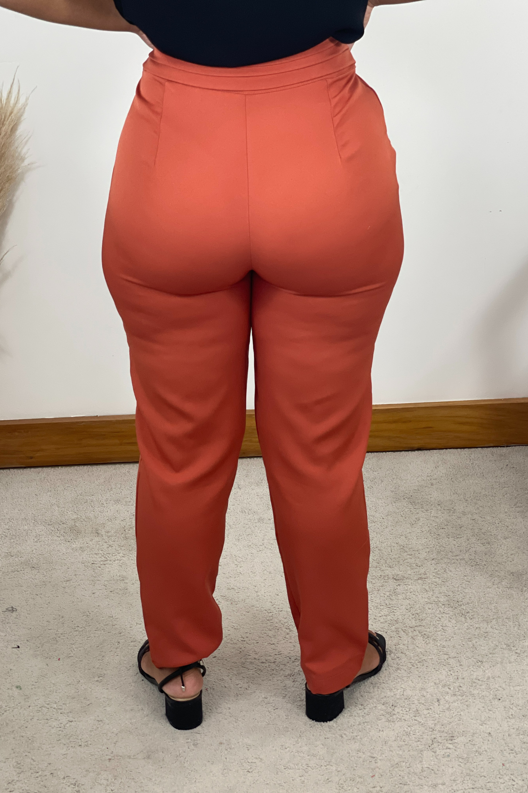 Calça Skinny Detalhe Cós Nicole Laranja