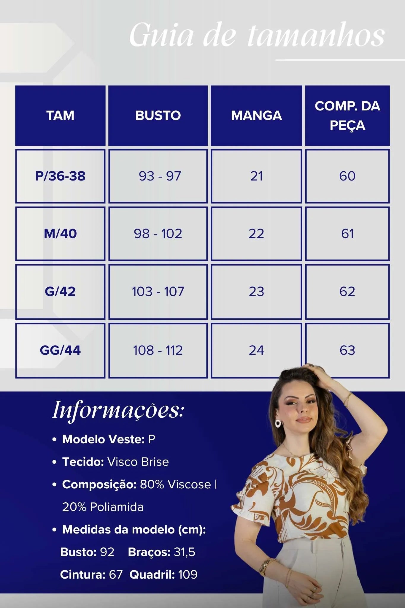 Blusa Manga Curta Babados Visco Brise Nair Estampada Marrom