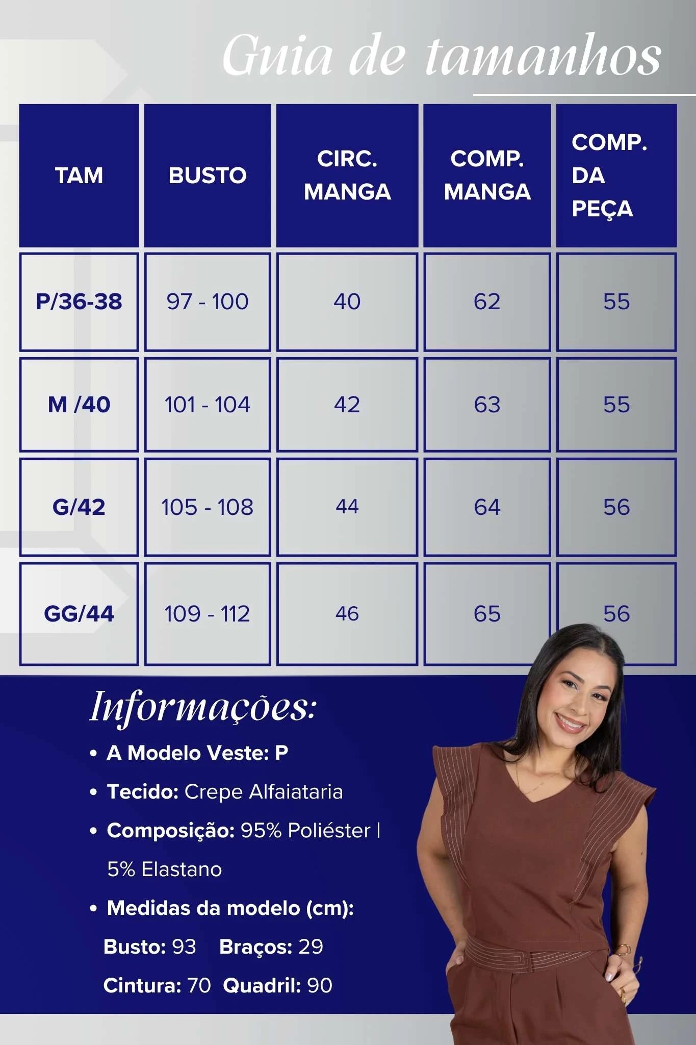 Blusa Decote em "V" em Crepe Alfaiataria Detalhes Pesponto Nicole Marrom