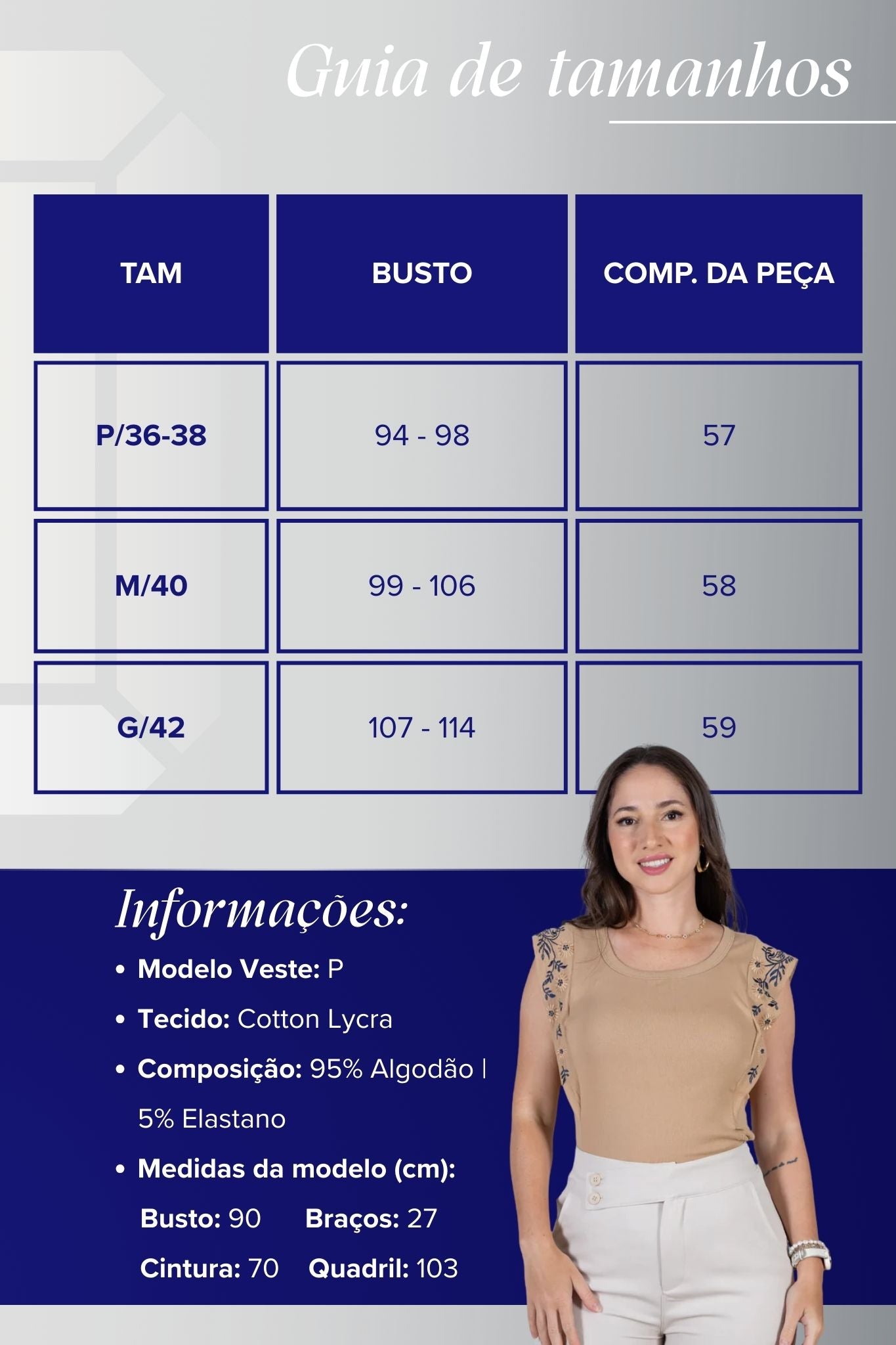 Blusa Regata em Cotton Lycra Muscle Tee com Detalhe Bordado Pâmela Bege