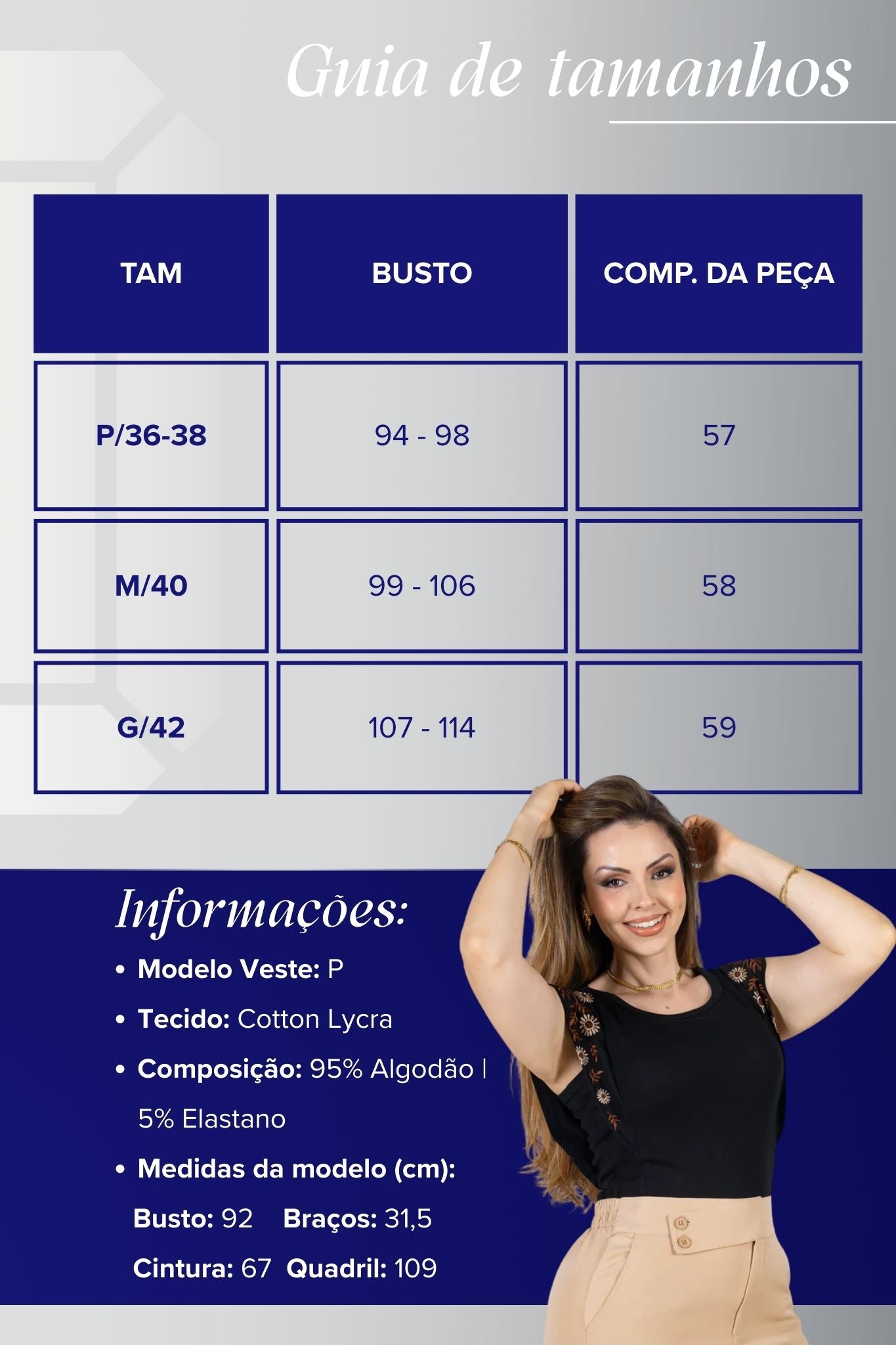 Blusa Regata em Cotton Lycra Muscle Tee com Detalhe Bordado Pâmela Preta