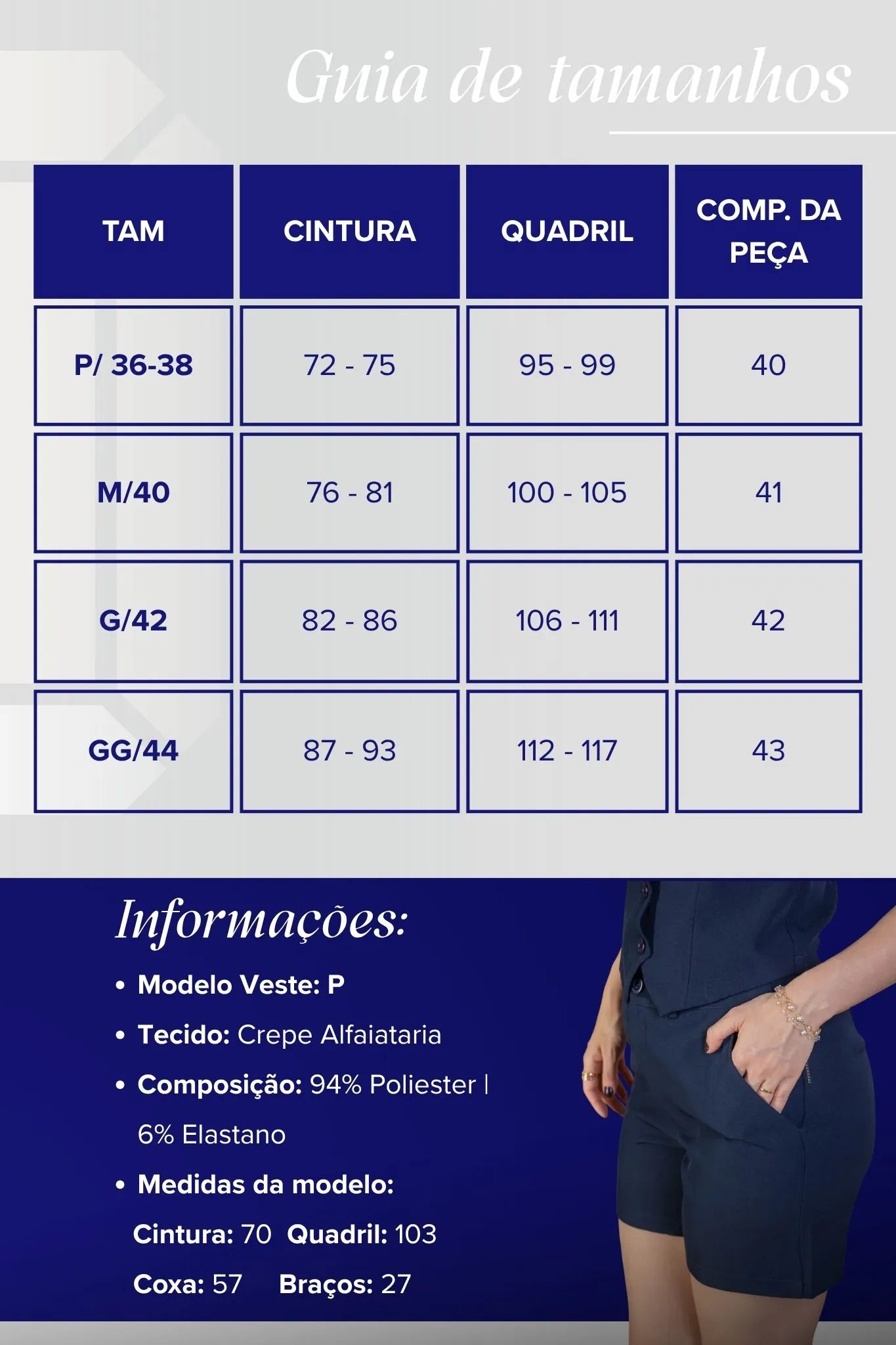 Shorts Alfaiataria Paolla Oliveira Azul Marinho