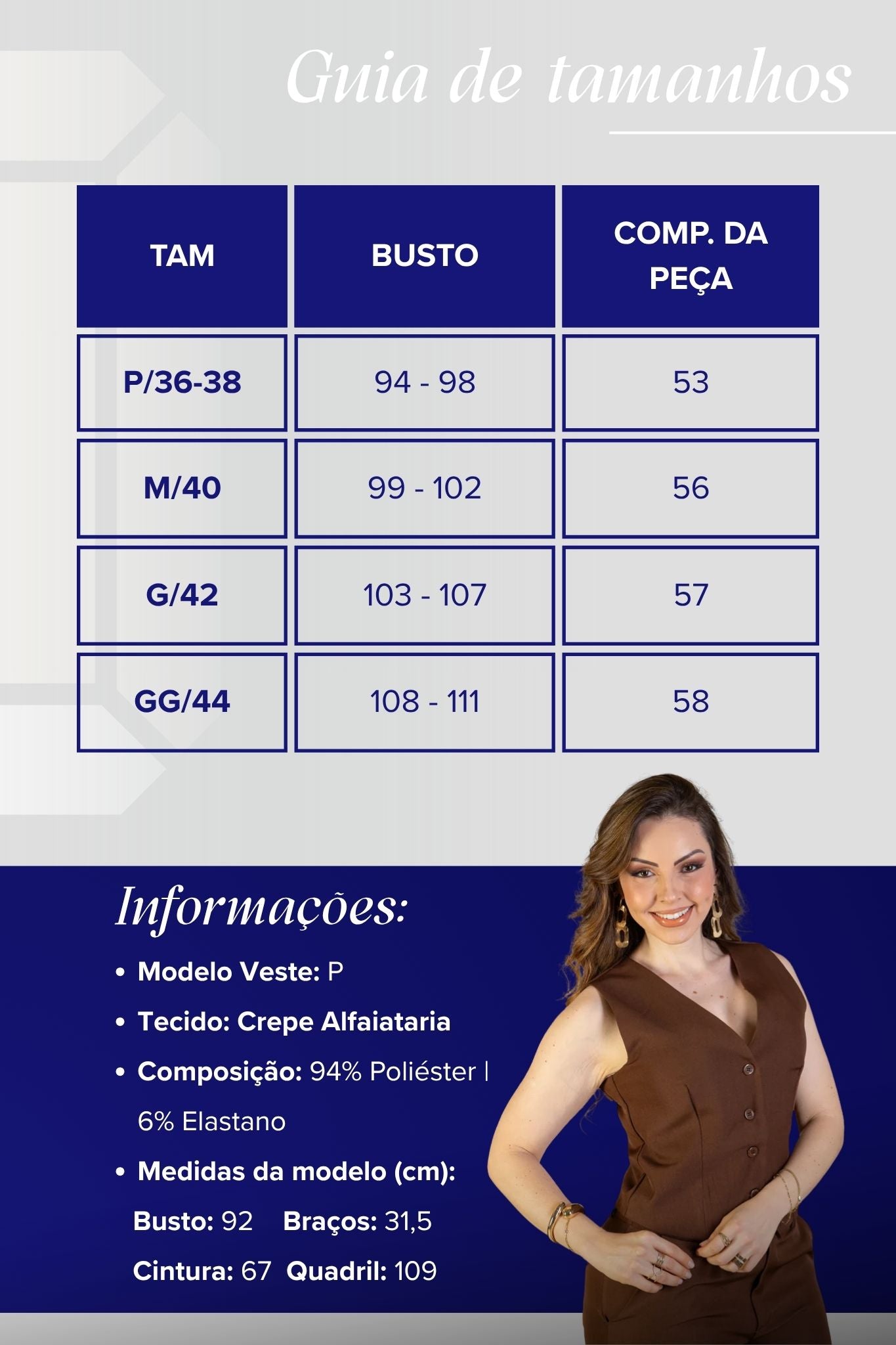 Colete Curto Regata Alfaiataria Detalhe Botões Paolla Oliveira Marrom