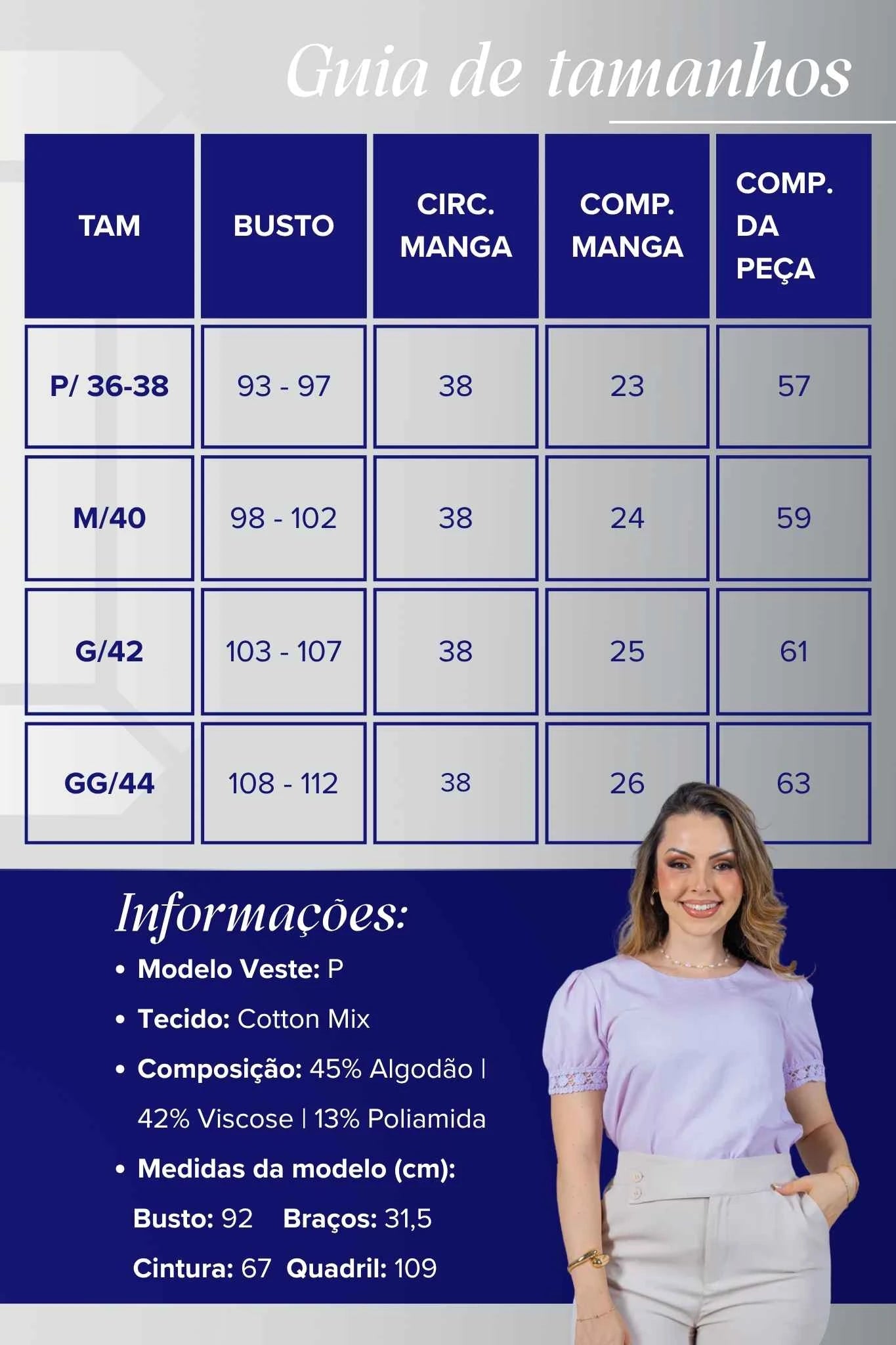 Blusa Manga Curta em Cotton Mix com Detalhe em Crochê Paula Lilás