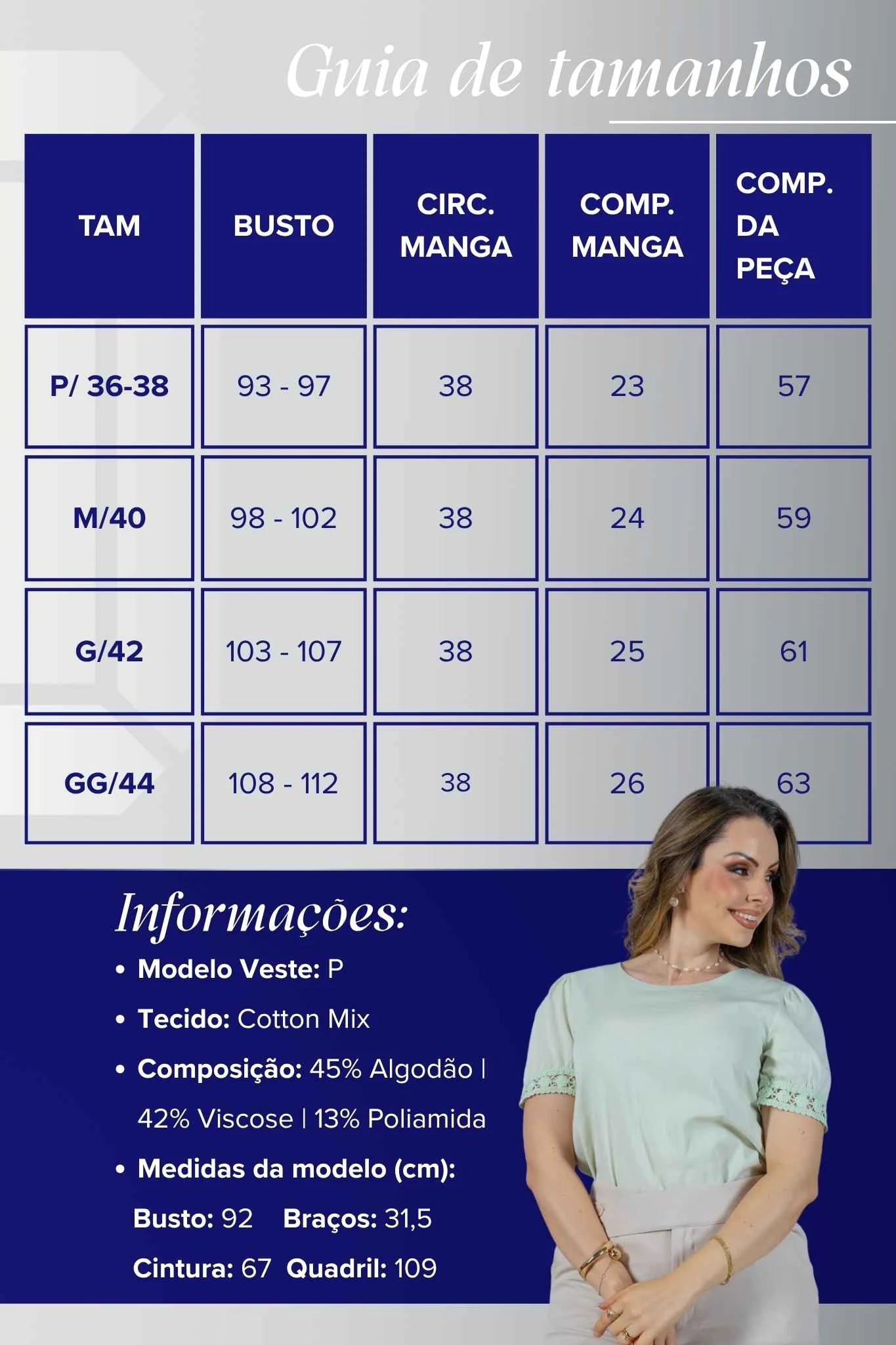 Blusa Manga Curta em Cotton Mix com Detalhe em Crochê Paula Verde