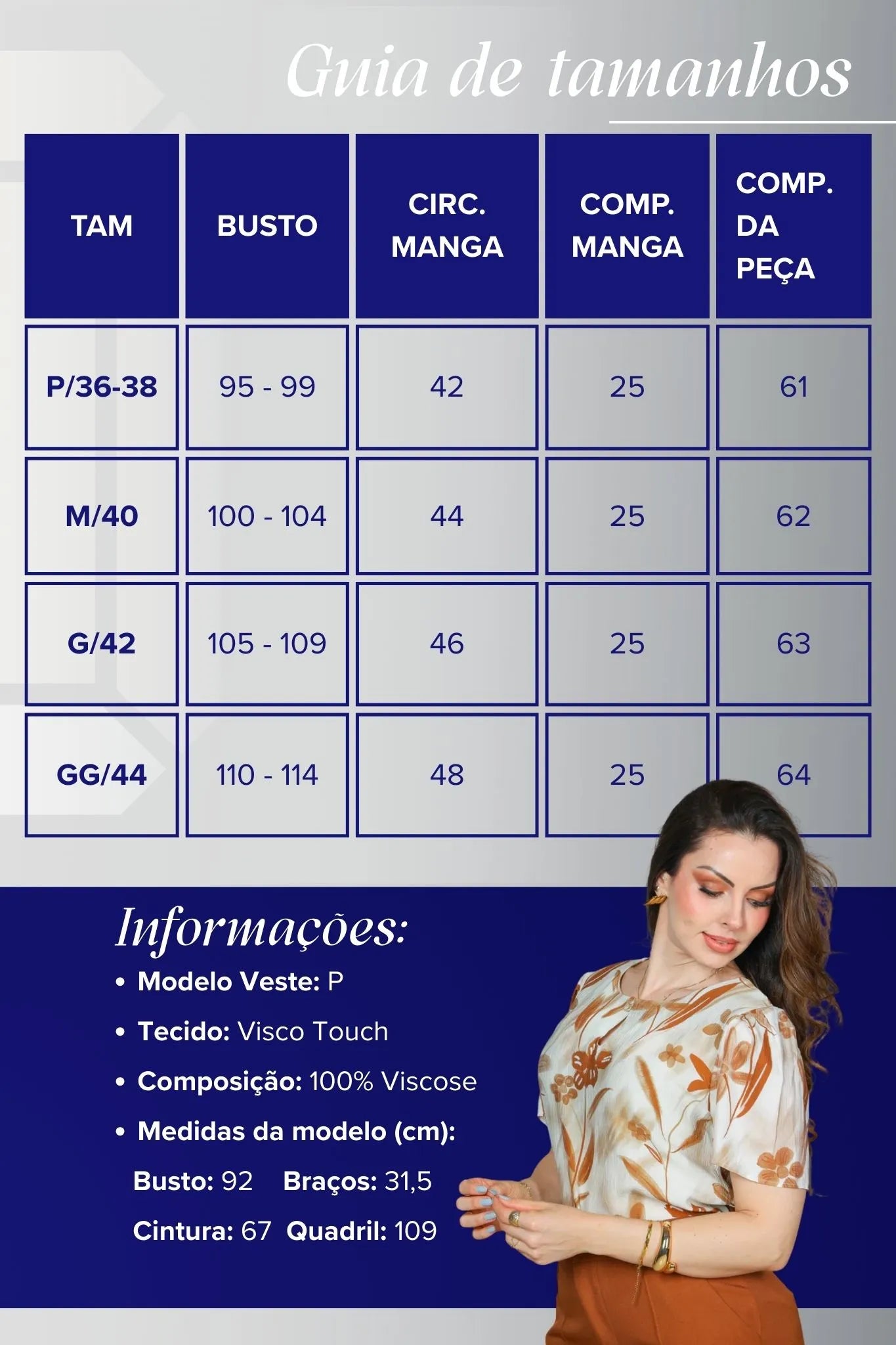 Blusa Manga Curta Visco Touch Estampa Floral Rosângela Marrom