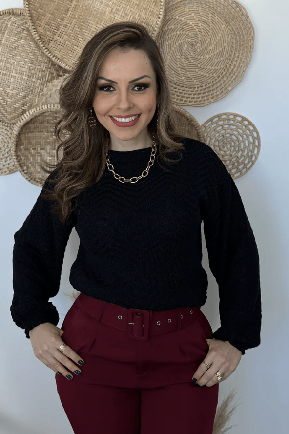 Blusa Manga Longa Tricot Simone Preto