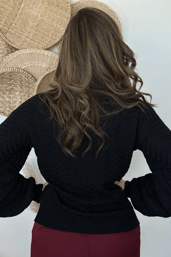 Blusa Manga Longa Tricot Simone Preto