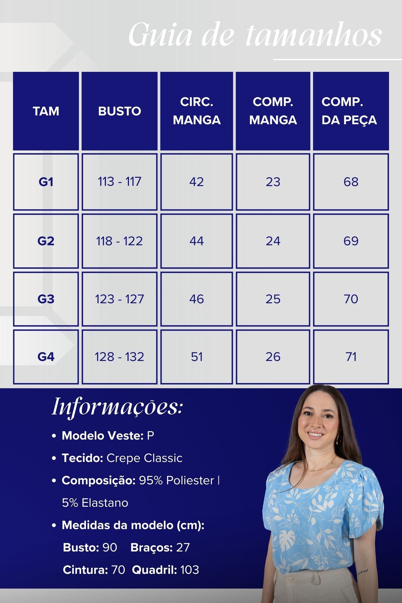 Blusa Manga Curta Detalhe Botão Samara Estampada Azul