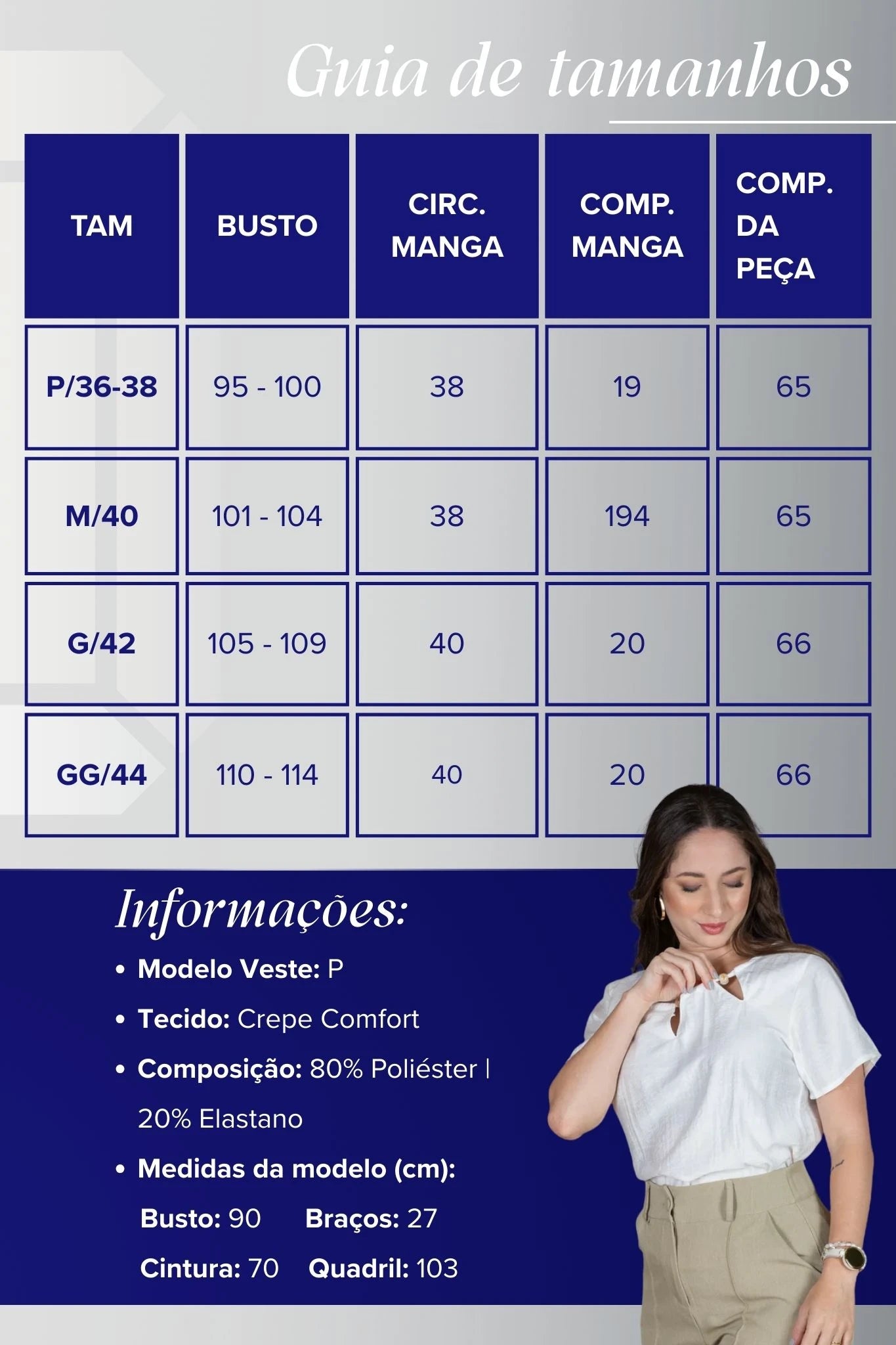 Blusa Manga Curta Crepe Comfort Recortes em "V" com Pedraria Sandra Branca