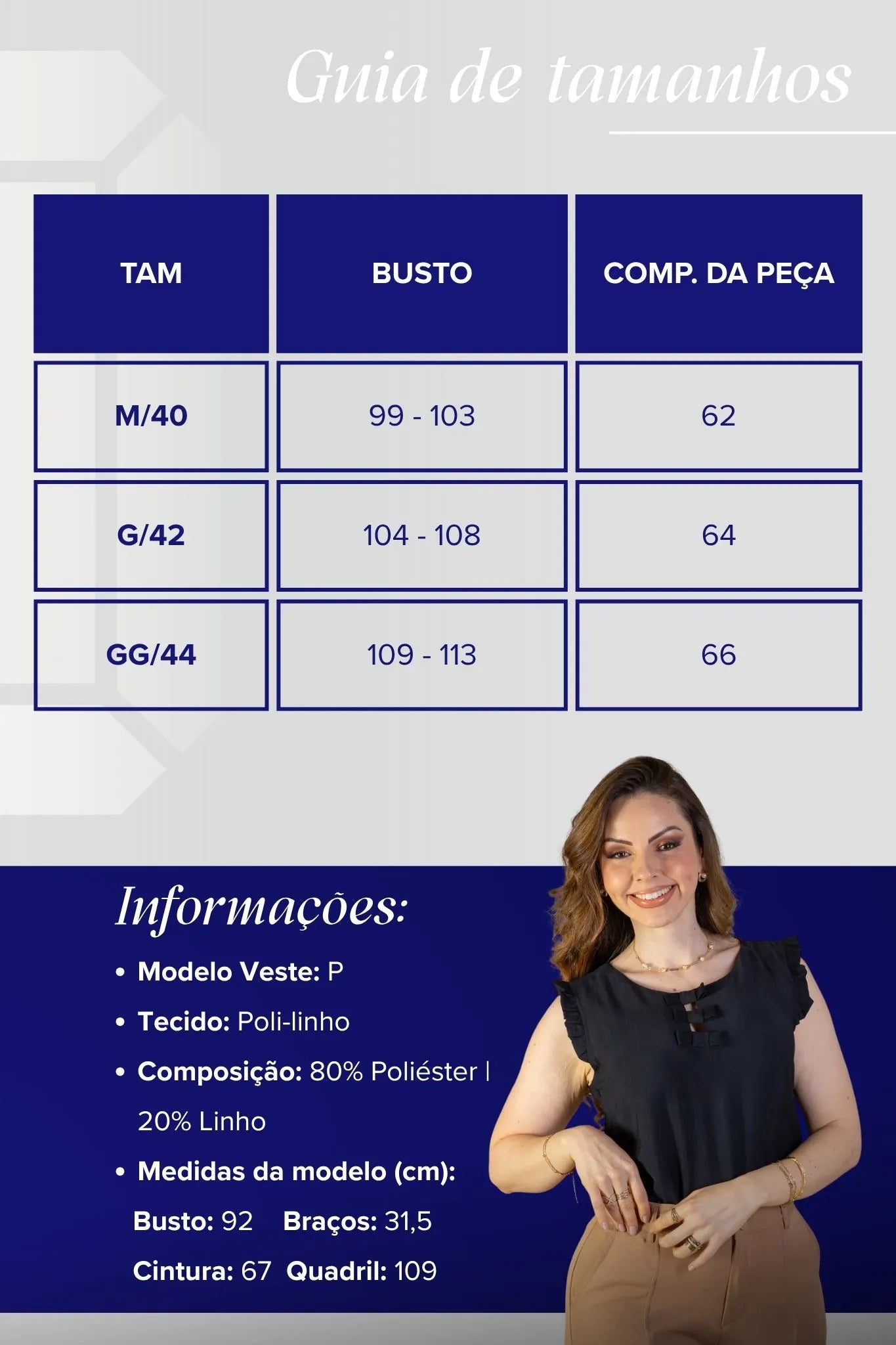 Blusa Regata Detalhe Laços Poli-linho Sandy Lima Preta
