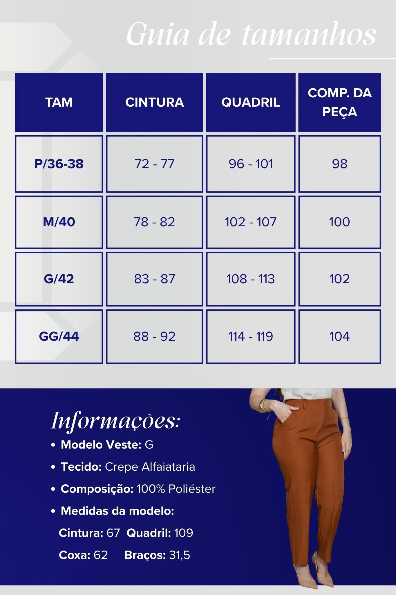 Calça em Alfaiataria Corte Reto com Friso e Botão Encapado Silvia Marrom Caramelo