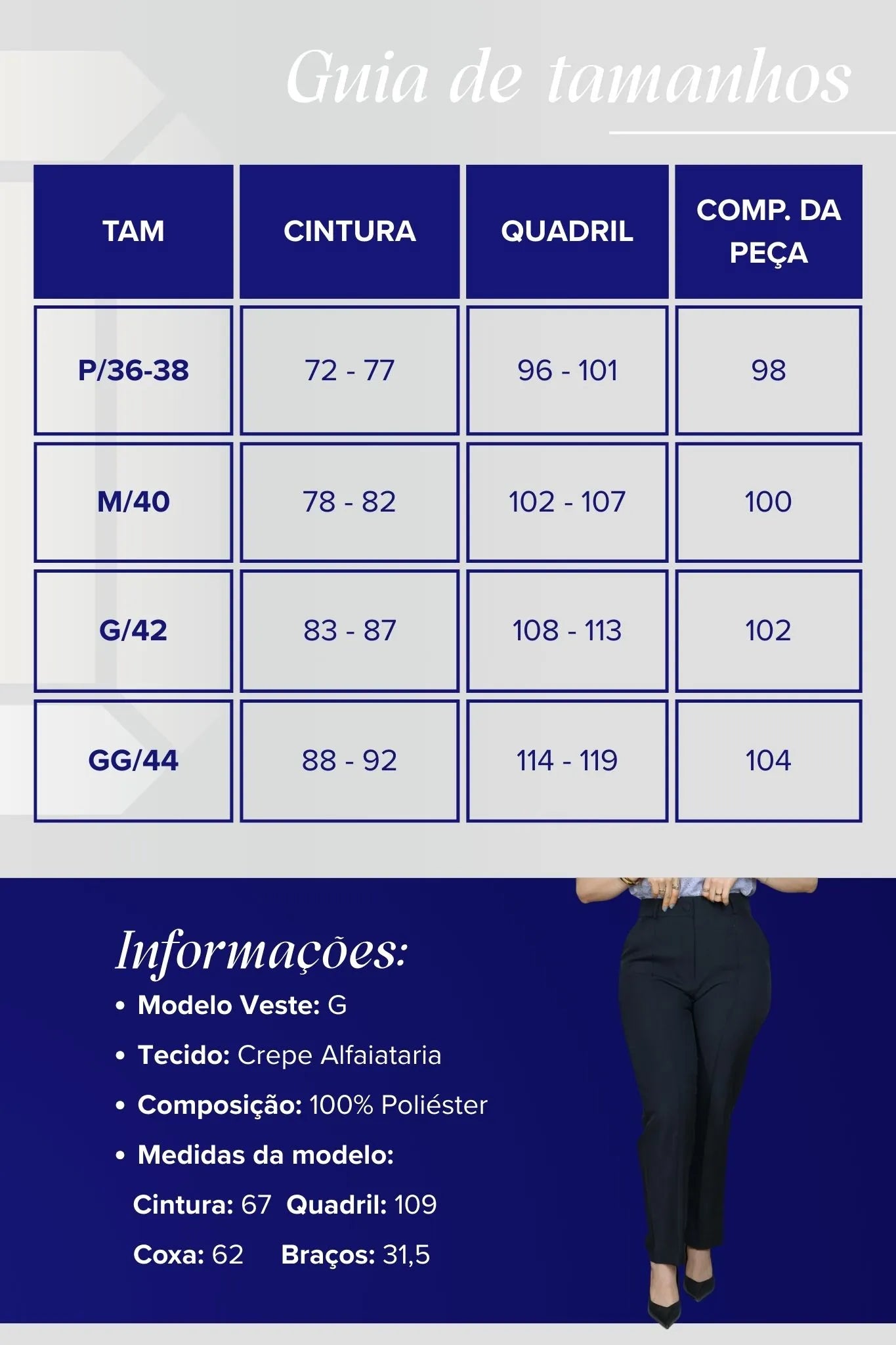 Calça em Alfaiataria Corte Reto com Friso e Botão Encapado Silvia Preta