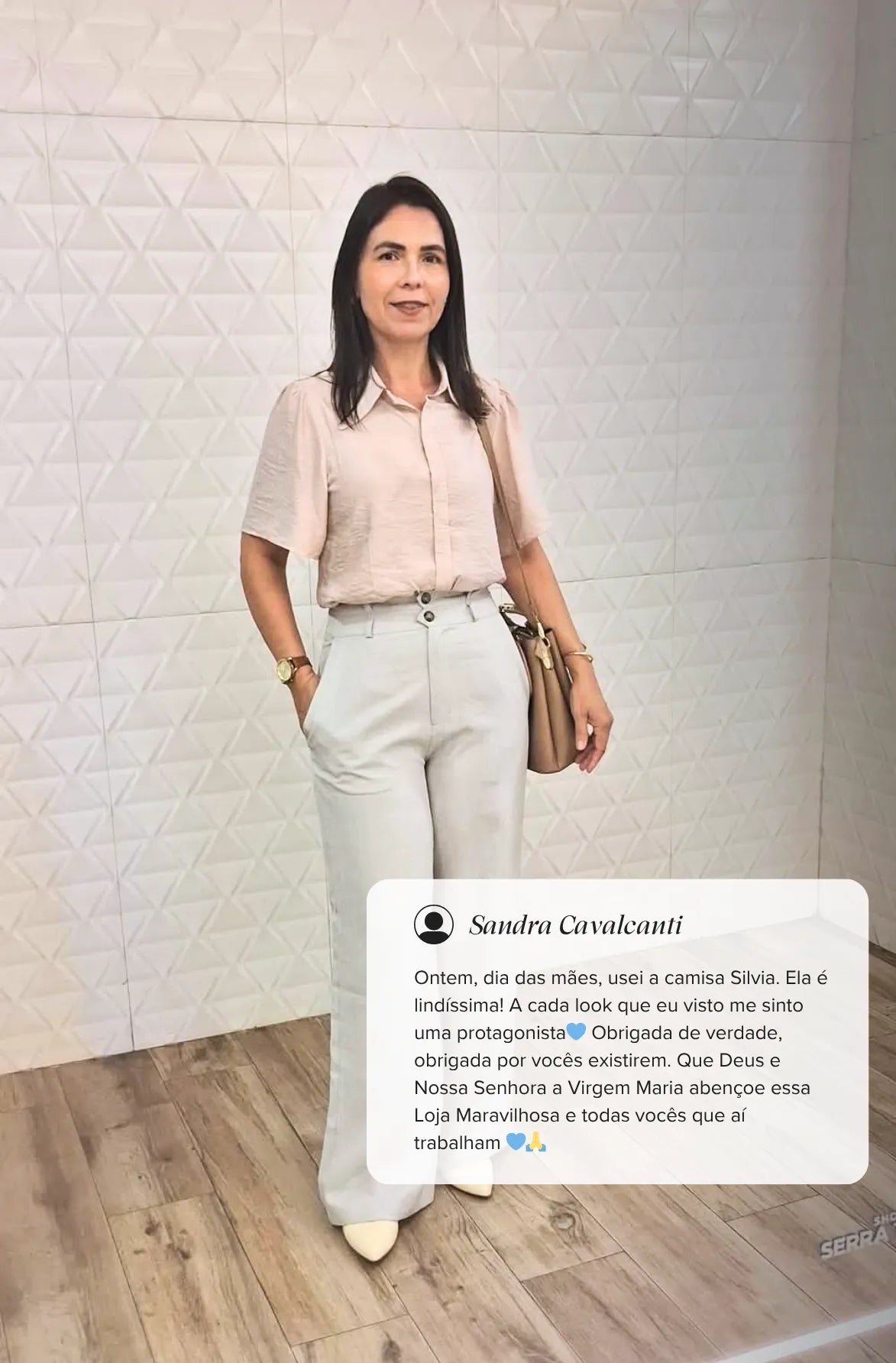 Camisa Manga Curta Visco Acetinado Silvia Bege