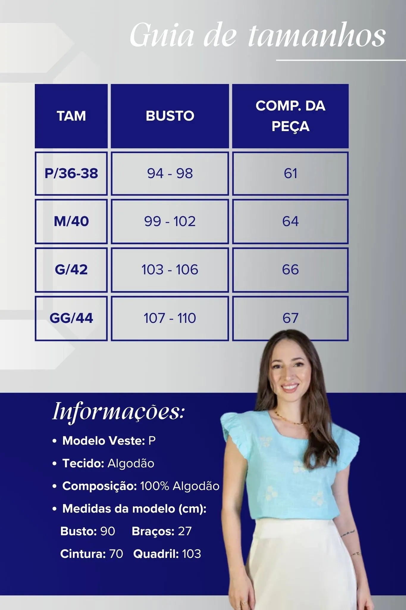 Blusa Manga Curta Em Algodão Textura Laise Michelle Azul Claro