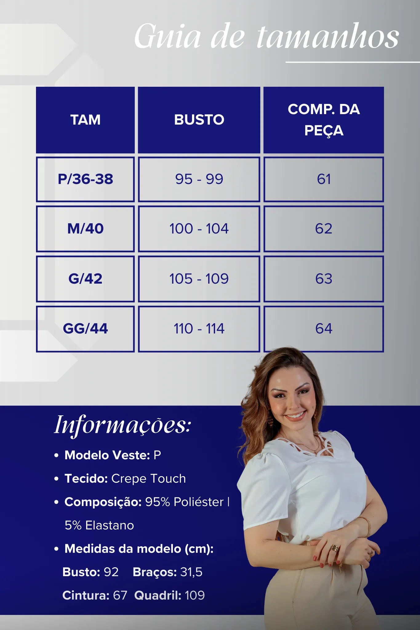 Blusa Manga Curta Detalhe Decote Crepe Classic Carolina Branca