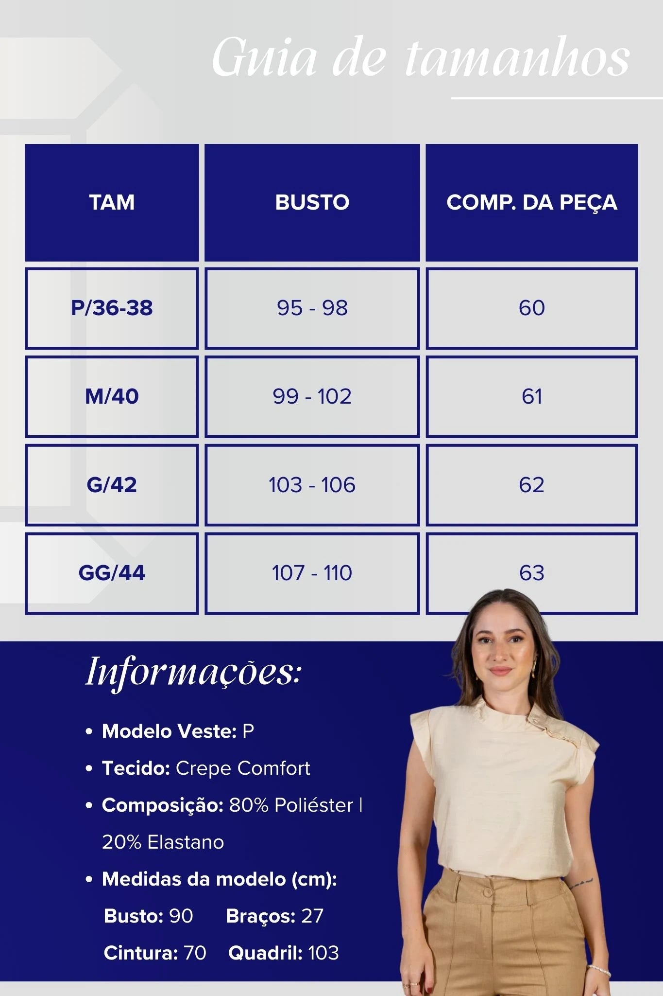 Blusa Regata Crepe Comfort Abotoadura na Gola Tainá Bege