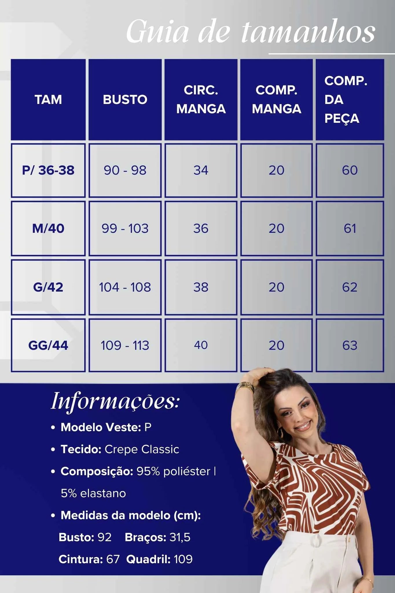 Blusa Manga Curta com Detalhe em Botão Crepe Classic Estampada Talia Marrom