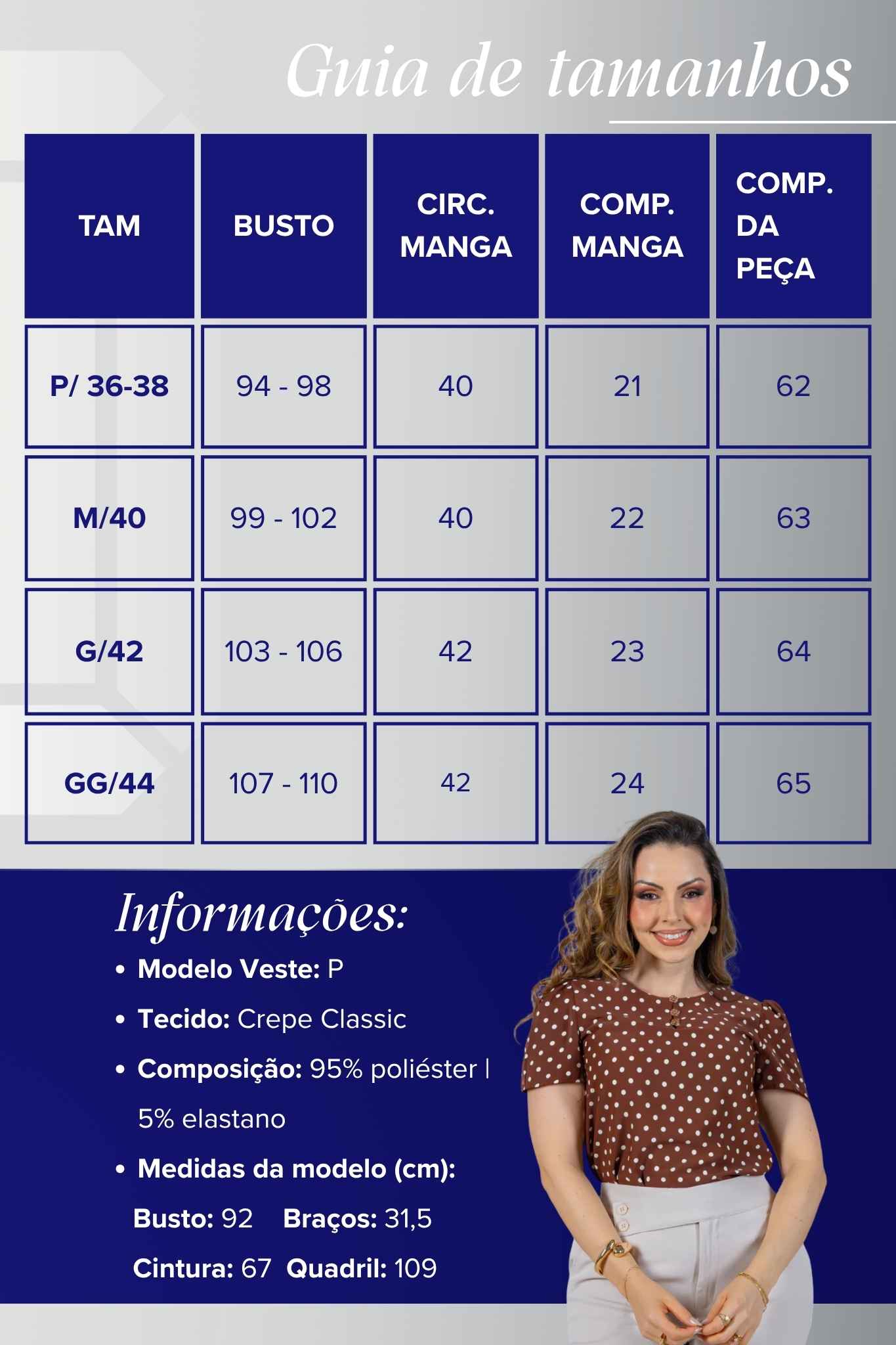 Blusa Manga Curta em Crepe Classic com Botões e Estampa Poá Tânia Marrom