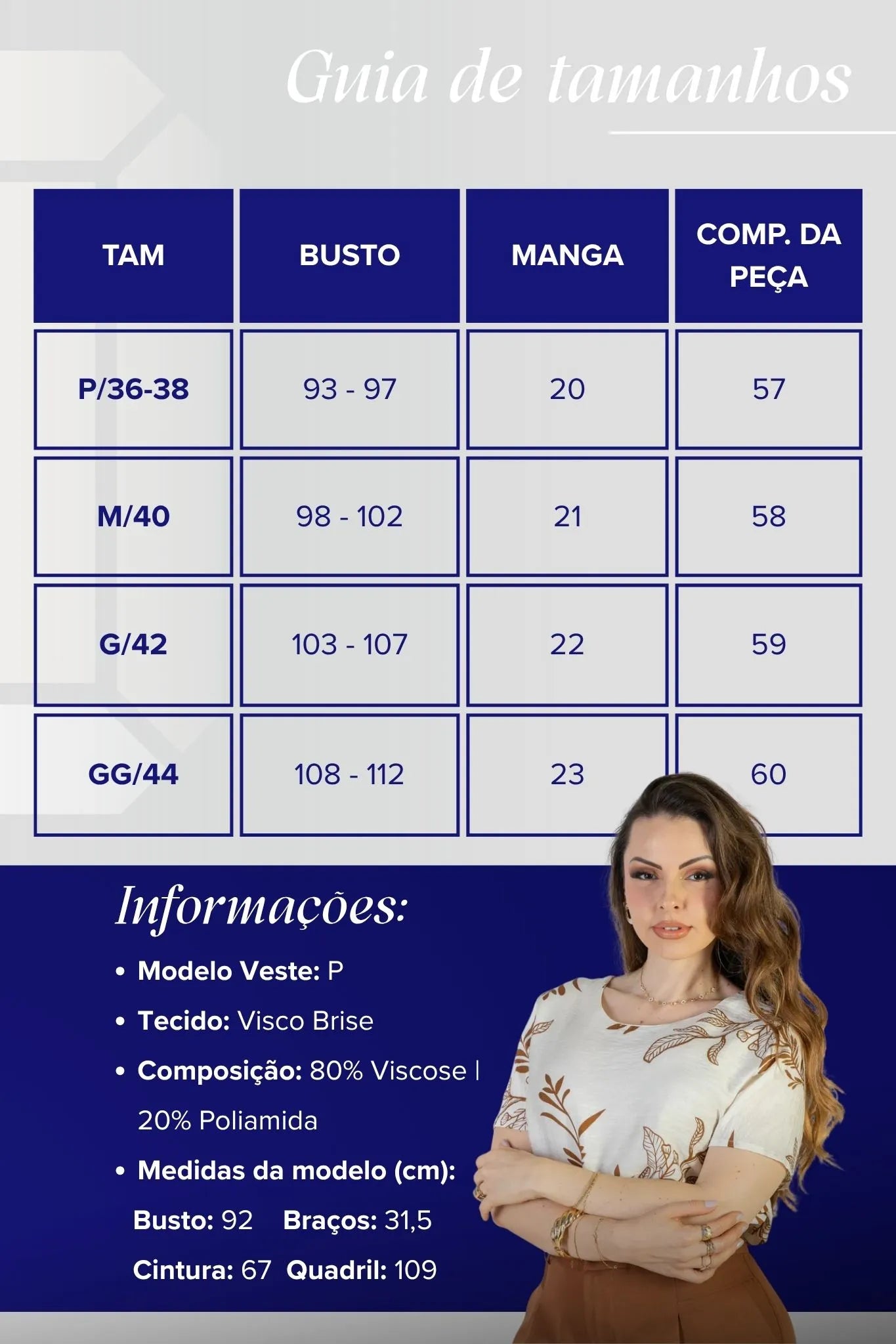 Blusa Manga Curta Visco Brise Telma Estampa Folhagem Branca