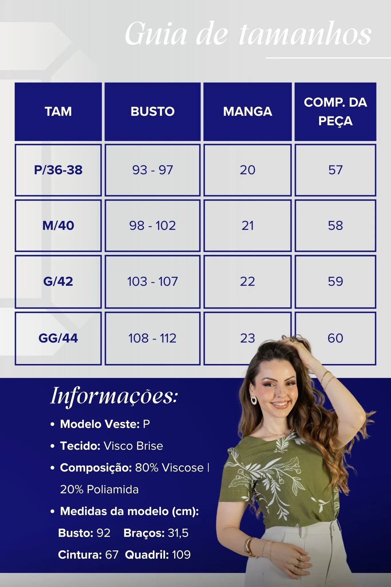Blusa Manga Curta Visco Brise Telma Estampa Folhagem Verde
