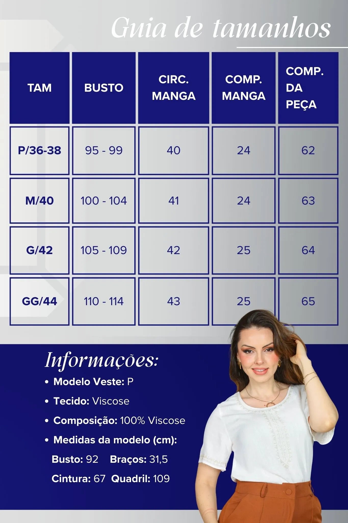 Blusa Manga Curta Viscose Detalhe Bordado Tereza Branca