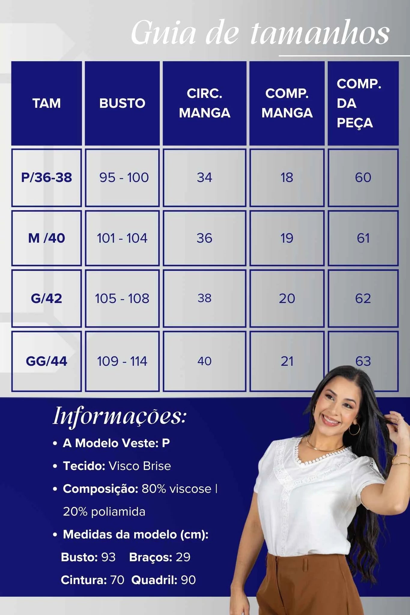 Blusa Manga Curta Decote em "V" em Visco Brise com Detalhes Bordados Thais Branca