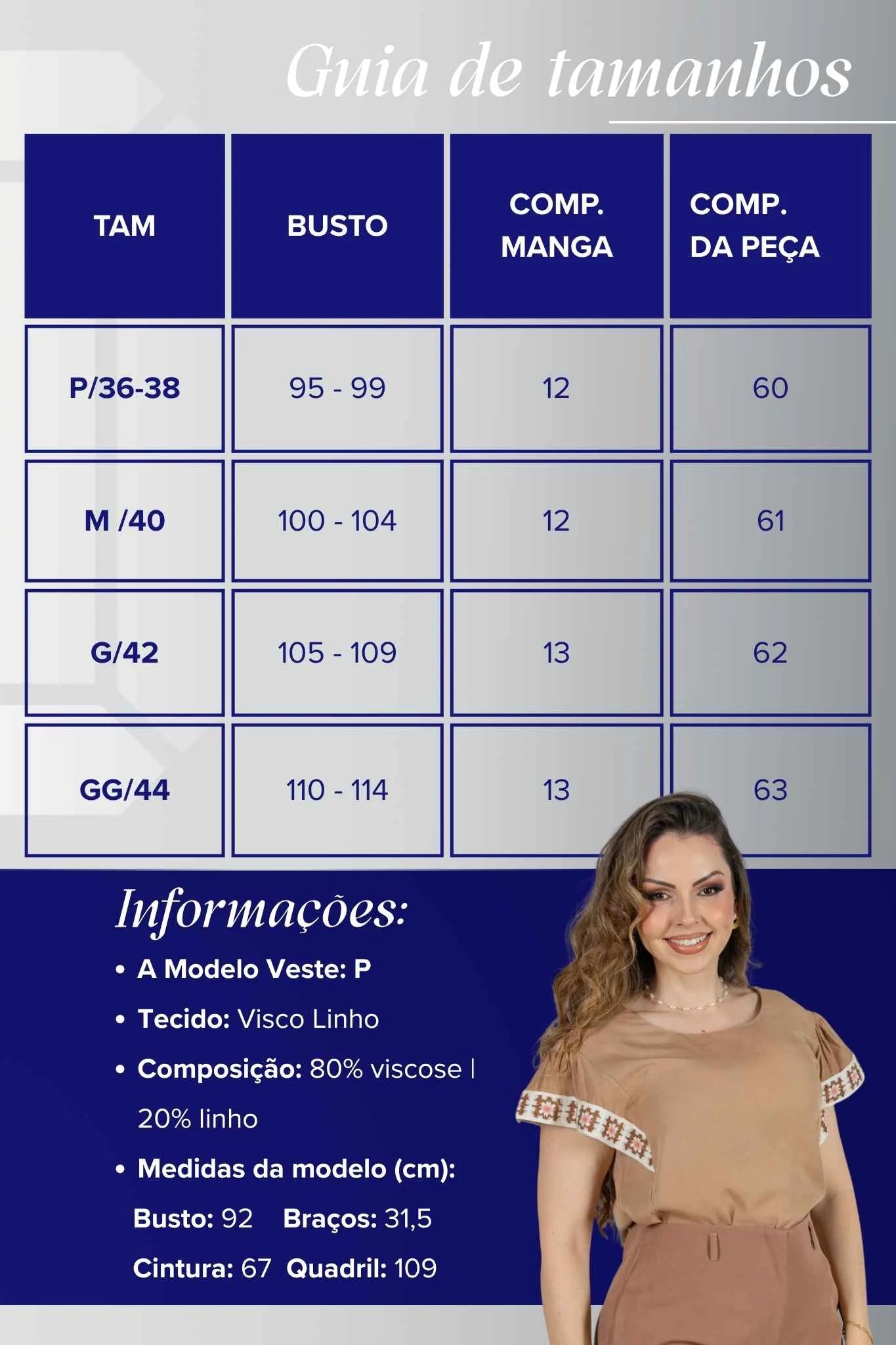 Blusa Manga Curta com Acabamento Bordado em Visco-linho Valéria Marrom
