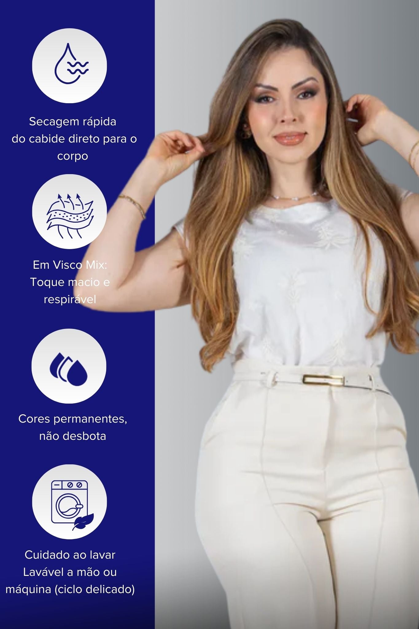 Blusa Manga Curta Detalhe em Camadas em Visco Mix Bordado Verônica Off White