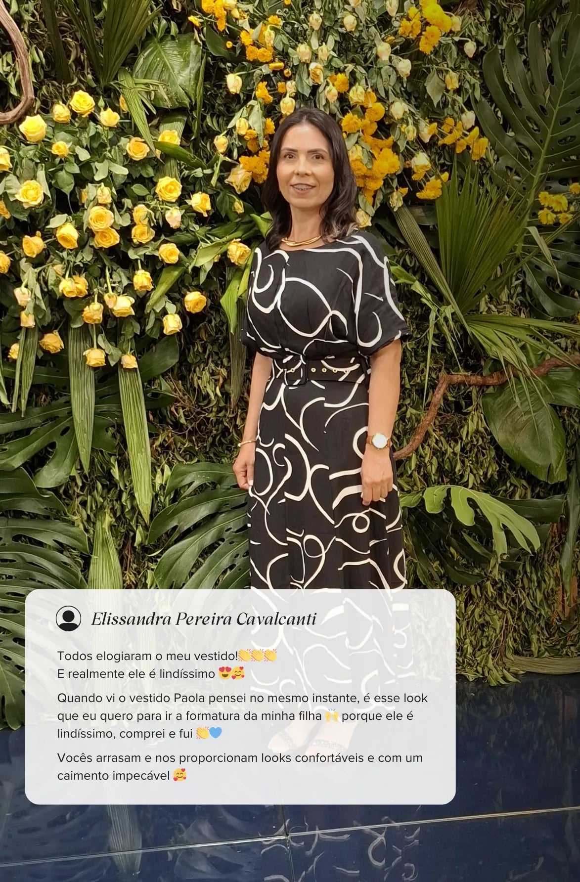 Vestido Midi Com Cinto Encapado Paola Estampado Preto