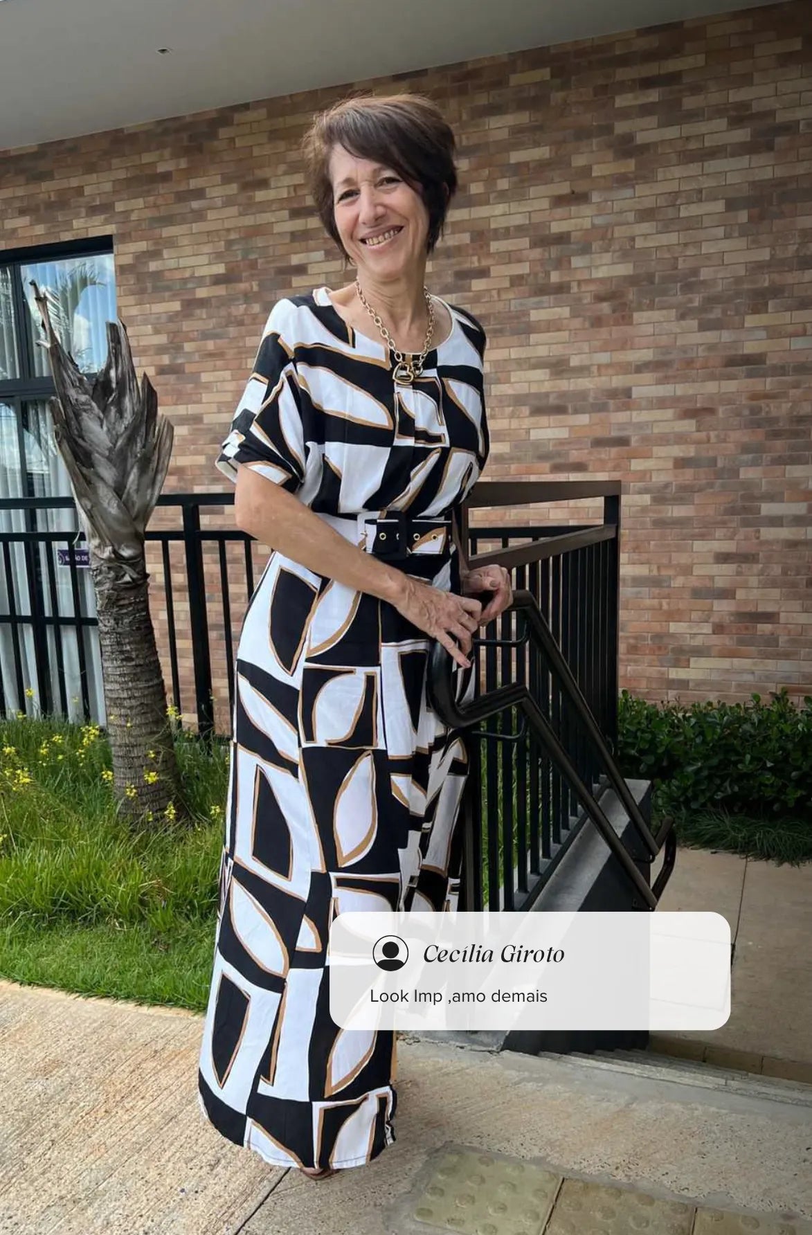 Vestido Midi Com Cinto Encapado Paola Estampado